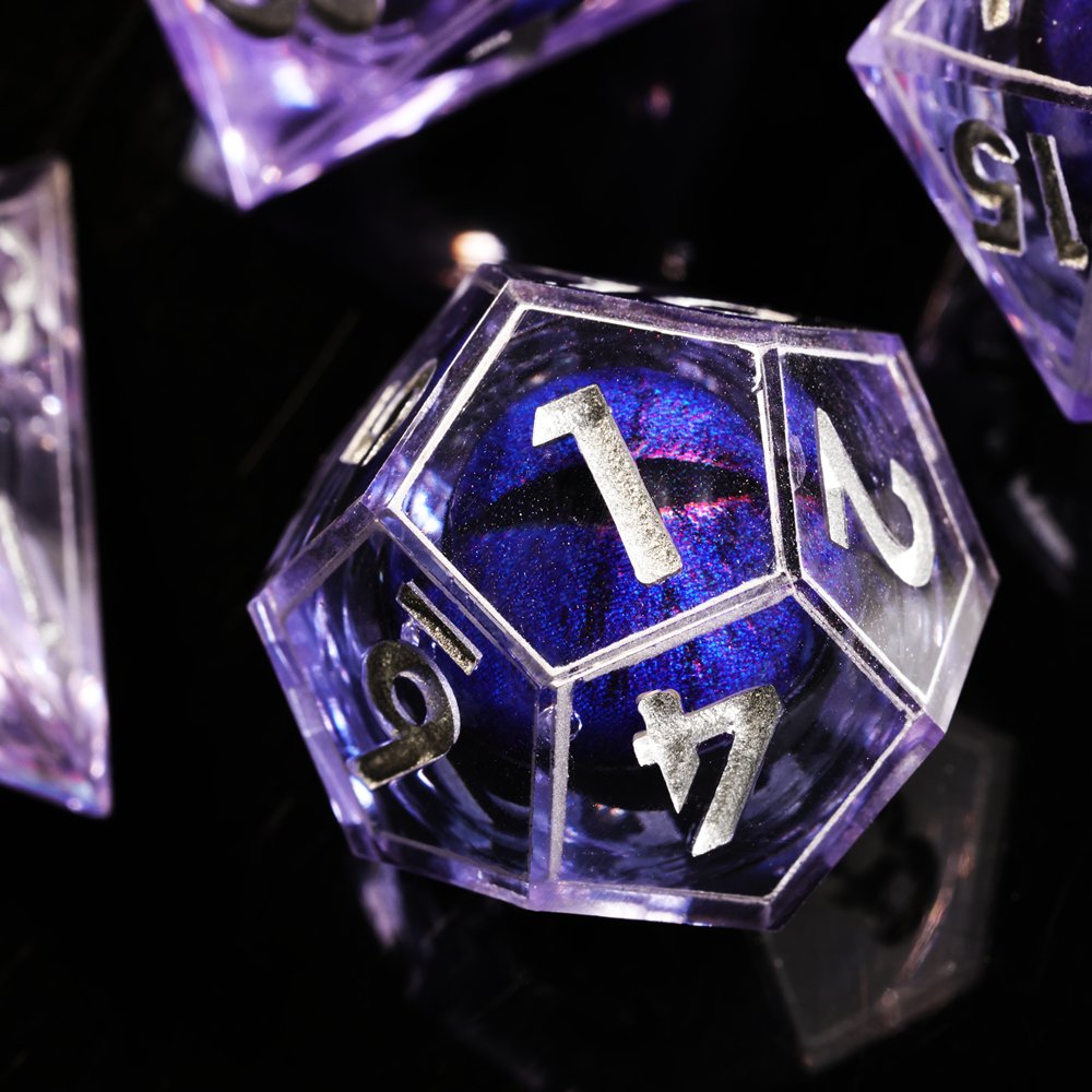 MINI PLANET DND Dice Set Purple Dragon Eye Liquid Core Dice RPG Dungeons&Dragons Wholesale Custom Handmade Polyhedral Resin Dice