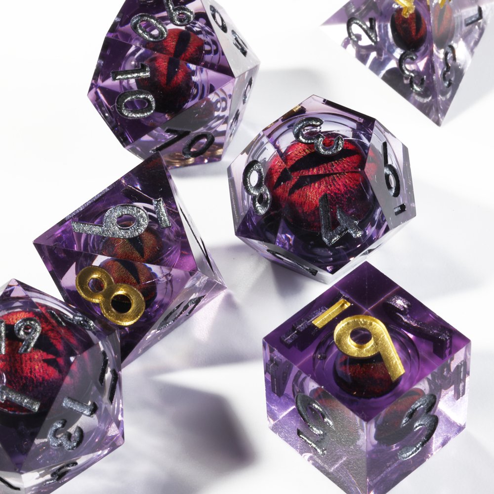 MINI PLANET DND Dice Set Red Dragon Eye Liquid Core Dice RPG Dungeons&Dragons Wholesale Custom Handmade Polyhedral Resin Dice