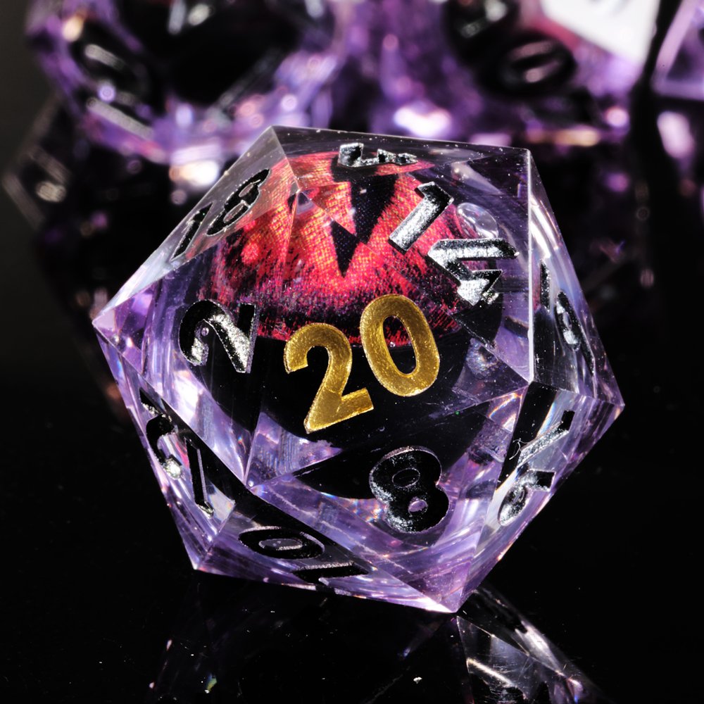 MINI PLANET DND Dice Set Red Dragon Eye Liquid Core Dice RPG Dungeons&Dragons Wholesale Custom Handmade Polyhedral Resin Dice