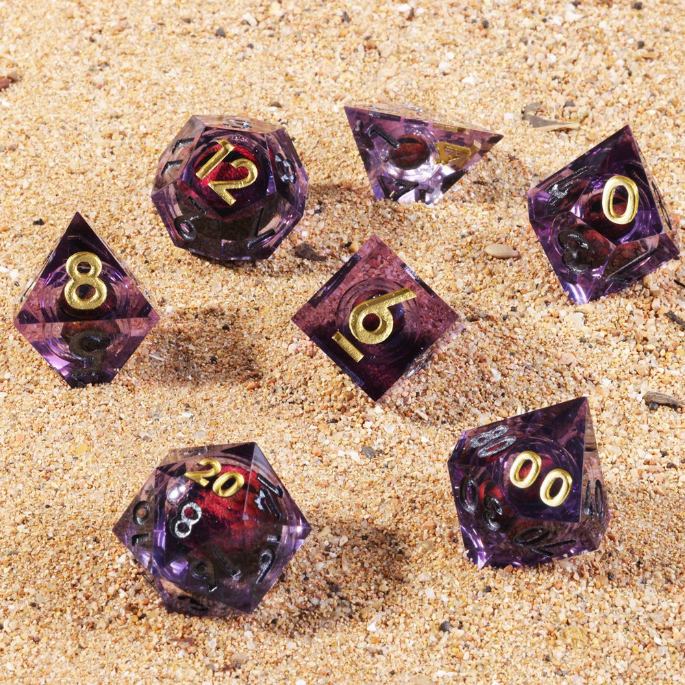 MINI PLANET DND Dice Set Red Dragon Eye Liquid Core Dice RPG Dungeons&Dragons Wholesale Custom Handmade Polyhedral Resin Dice