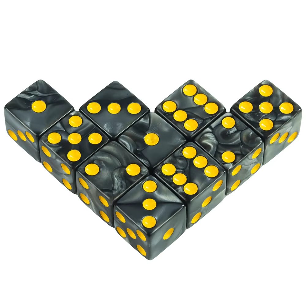 New Design 12mm D6 Pearl Dice with Colorful Pips 6 Sided Square and Round Corner Dices