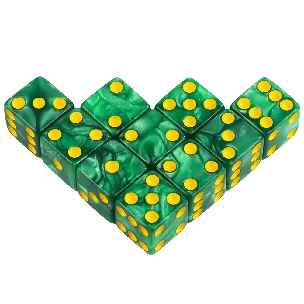 New Design 12mm D6 Pearl Dice with Colorful Pips 6 Sided Square and Round Corner Dices