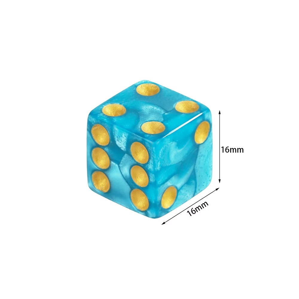 New Design 12mm D6 Pearl Dice with Colorful Pips 6 Sided Square and Round Corner Dices