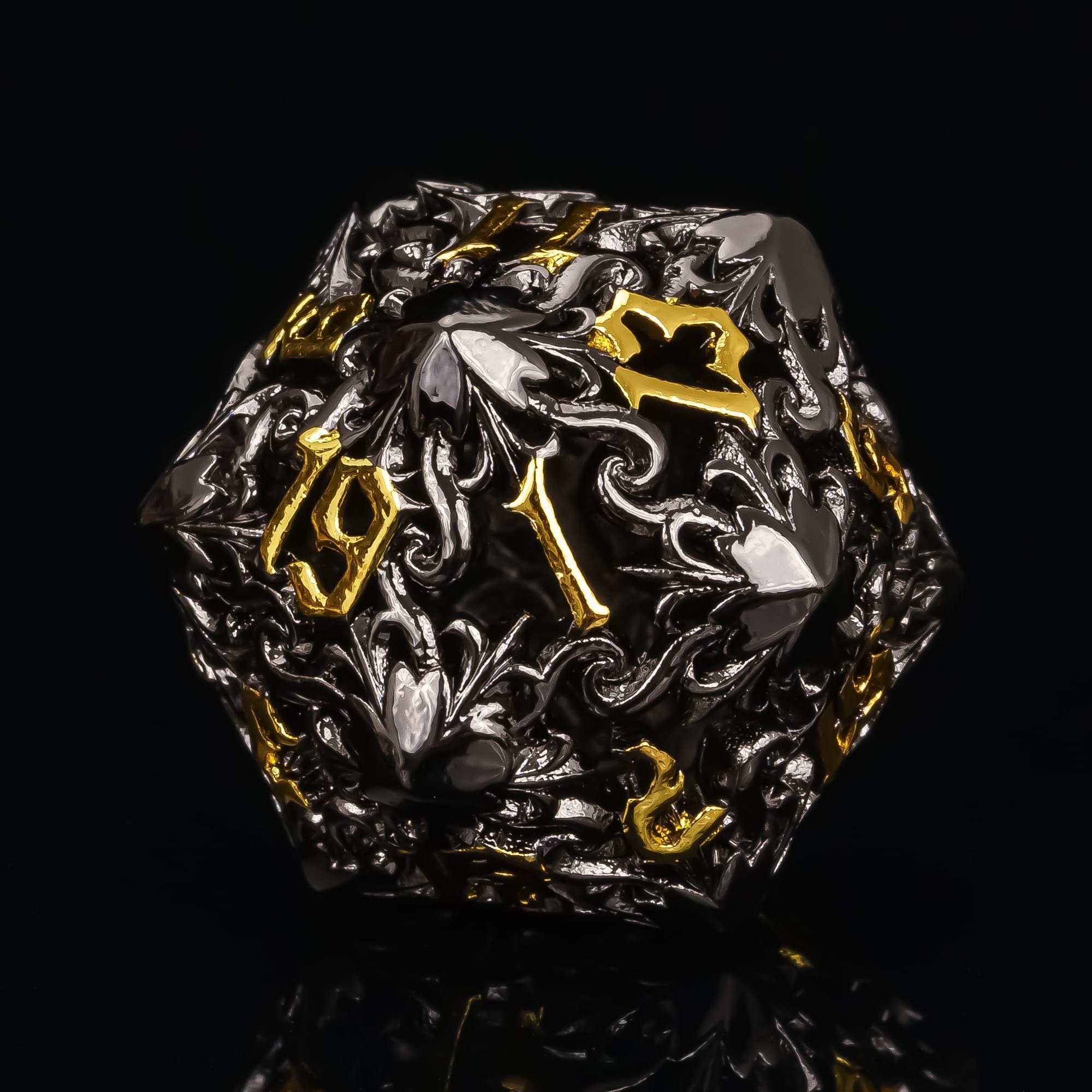 Udixi Hollow Black&Golden Metal Dice Dragon Flower custom metal dice set dnd rpg board game dice sets