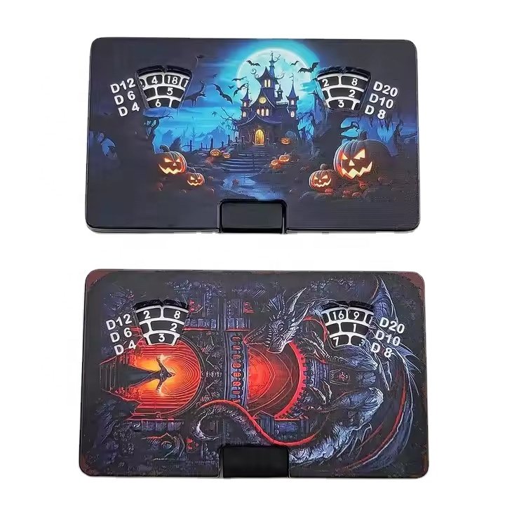 7 in 1 Dragon Awakening Rectangle Black Box Dice Metal Card Spin Dice for Dungeons and Dragons Game