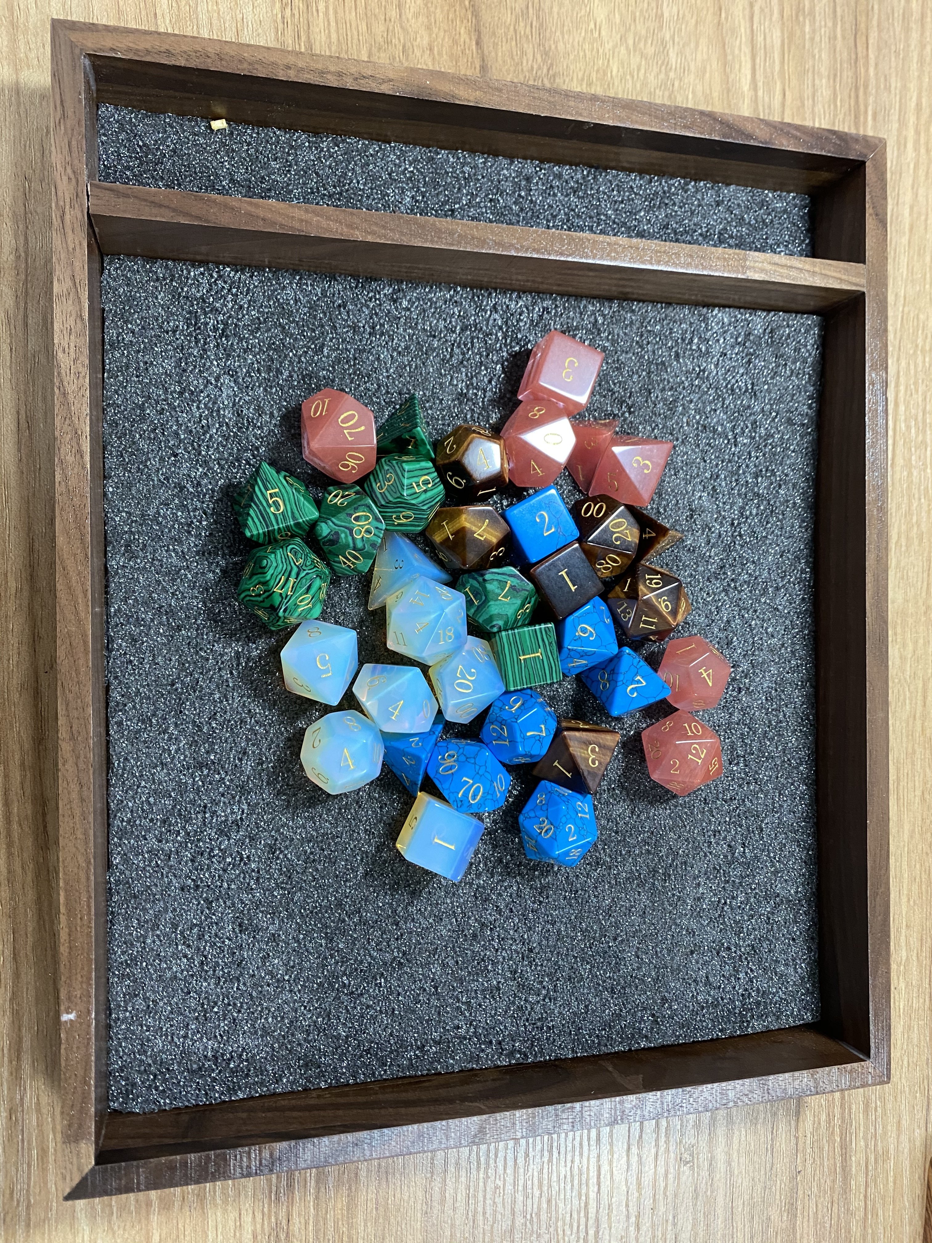 ENGRAVED MALACHITE Dungeons Dragons DND RPG 7 piece PRG gemstone dice set
