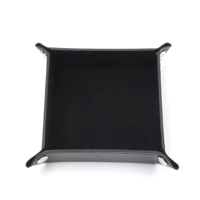 Wholesale Custom logo Square PU Leather Foldable Storage Tray Game Dice Tray