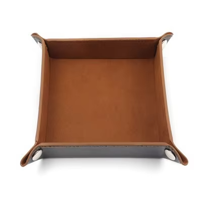 Wholesale Custom logo Square PU Leather Foldable Storage Tray Game Dice Tray