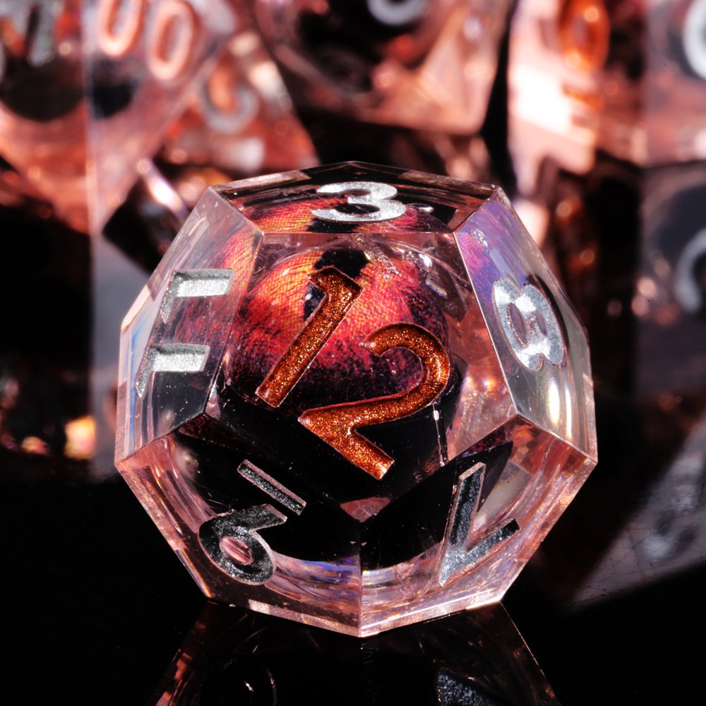 MINI PLANET DND Dice Set Red Dragon Eye Liquid Core Dice RPG Dungeons&Dragons Wholesale Custom Handmade Polyhedral Resin Dice