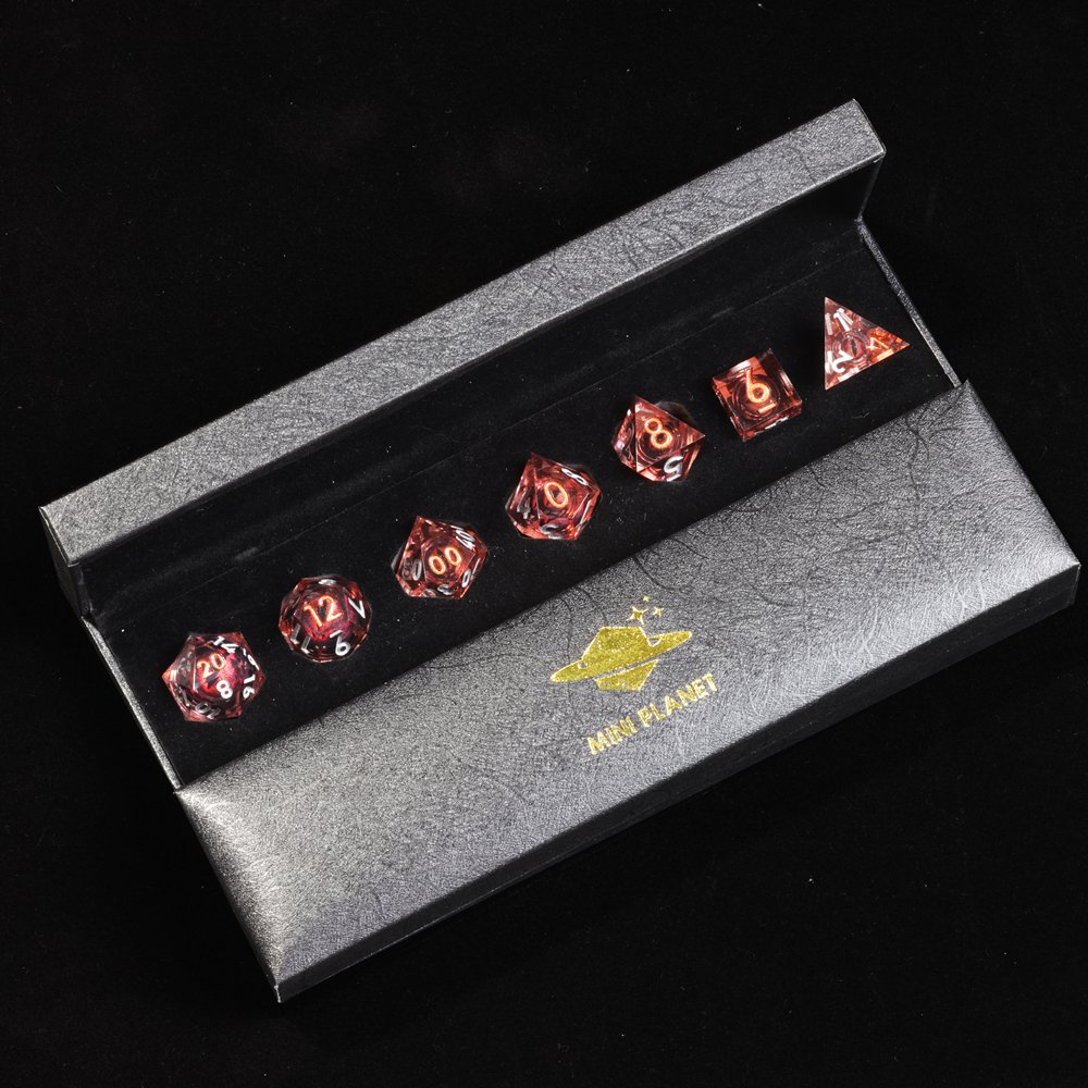 MINI PLANET DND Dice Set Red Dragon Eye Liquid Core Dice RPG Dungeons&Dragons Wholesale Custom Handmade Polyhedral Resin Dice