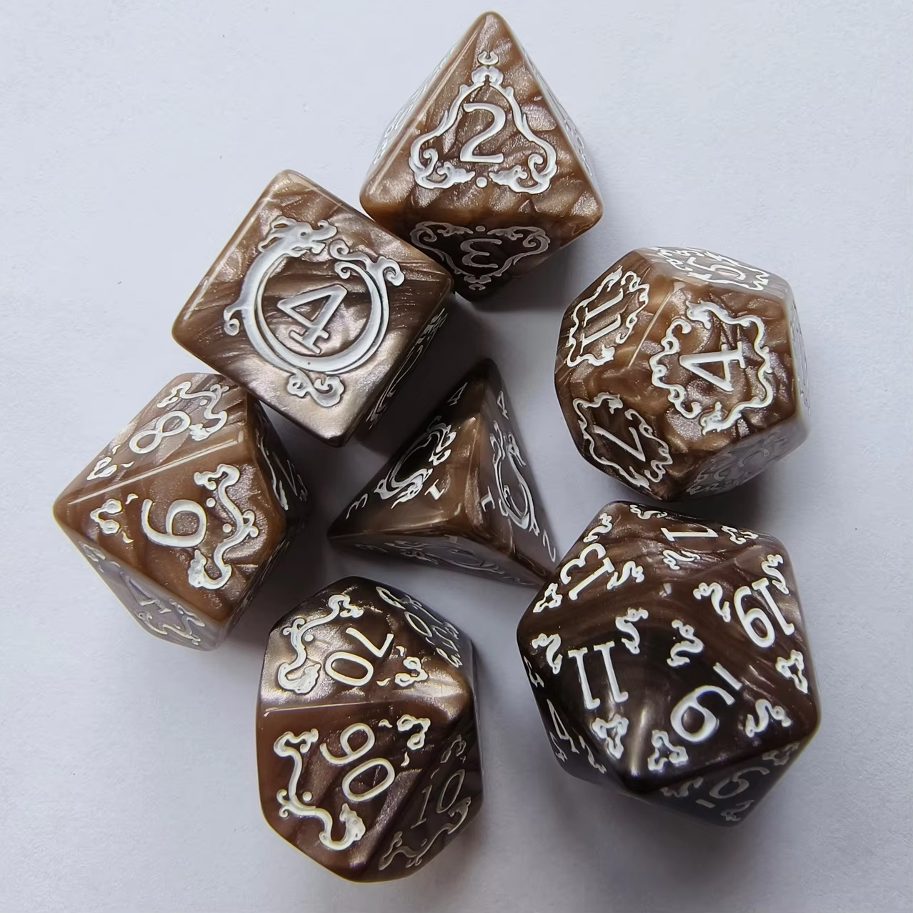 Dragon Pattern DND Dice Acrylic DND Digital Dice Set 7-Piece Set RPG DND Dragon And Dungeon Role-Playing Game