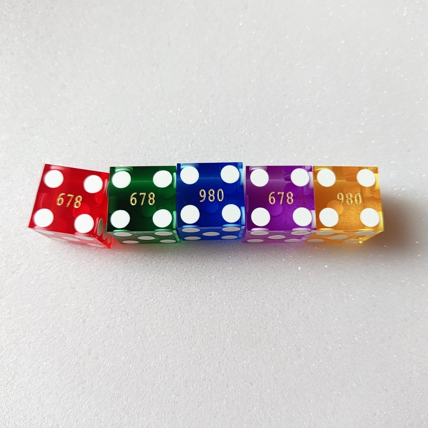 Sunrise 2024 Grade AAA 19Mm Casino Dice with Razor Edges and Matching Serial Numbers Set of 5 highly Precision