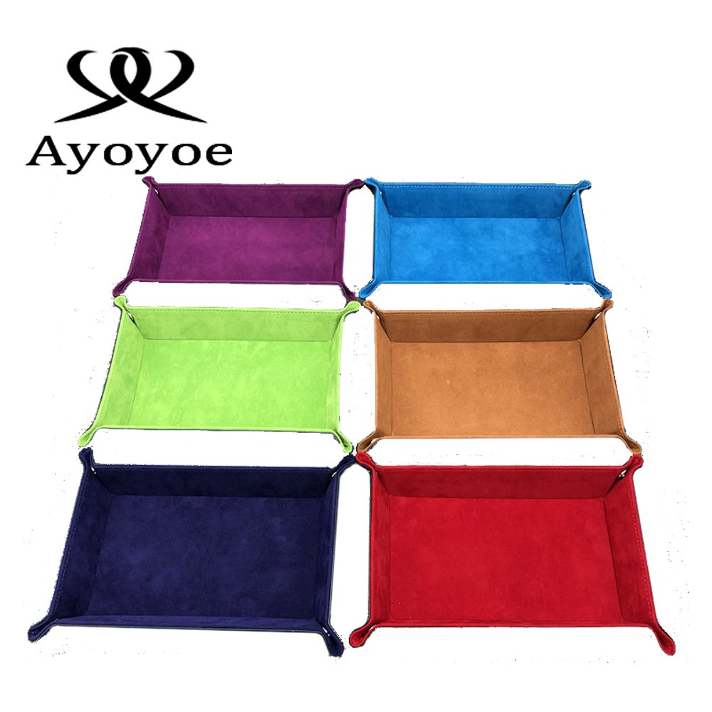 Custom Square Shaped Dice Tray Rectangle Foldable PU Leather Portable Dice Rolling Tray