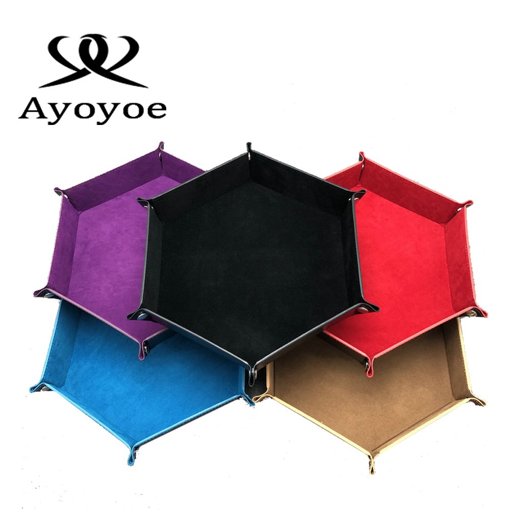 Custom Square Shaped Dice Tray Rectangle Foldable PU Leather Portable Dice Rolling Tray