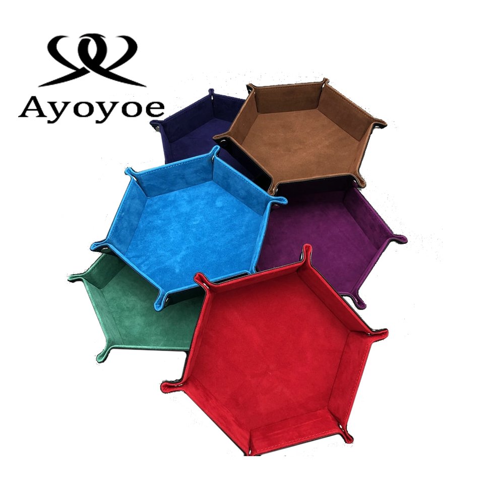 Custom Square Shaped Dice Tray Rectangle Foldable PU Leather Portable Dice Rolling Tray
