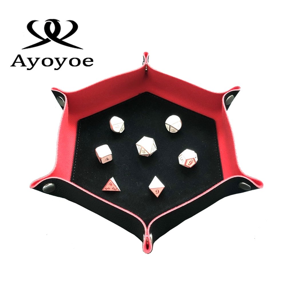 Custom Square Shaped Dice Tray Rectangle Foldable PU Leather Portable Dice Rolling Tray