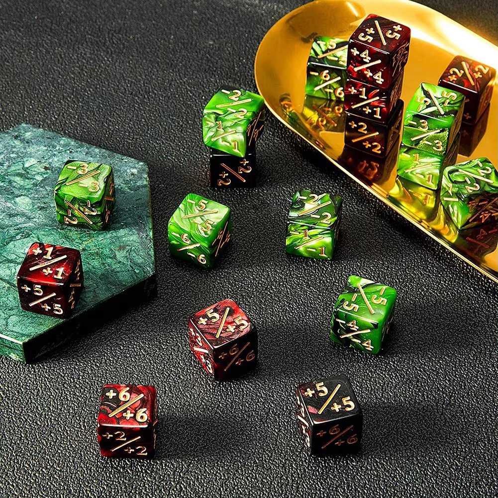 Double Color 16mm D6 Dice Counters +1/+1 And -1/-1 Counter Dice For Table Games White & Black Straight Dice