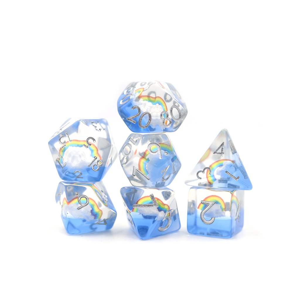 16mm Custom Dice Set dnd polyhedral whole sale resin rainbow inclusion dice