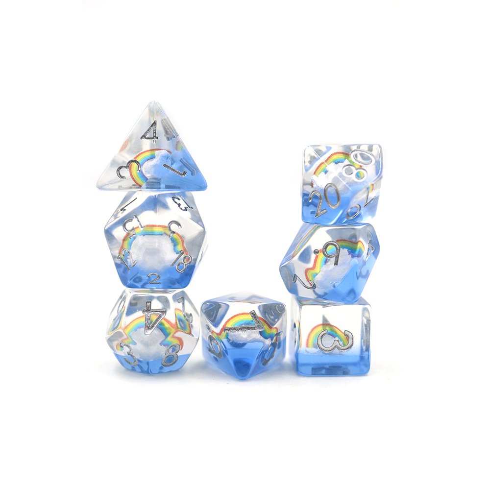 16mm Custom Dice Set dnd polyhedral whole sale resin rainbow inclusion dice