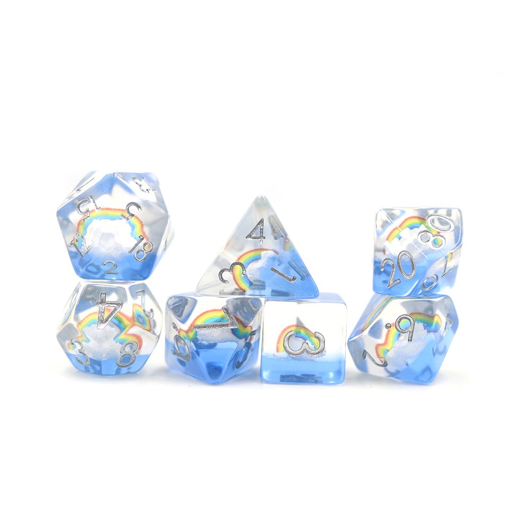 16mm Custom Dice Set dnd polyhedral whole sale resin rainbow inclusion dice