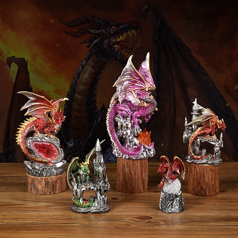 MINI PLANET Battle Flying Dragon Castle DND Ornament Resin Dragon Figurine RPG Dragon and Dungeon Game Accessories Board Games