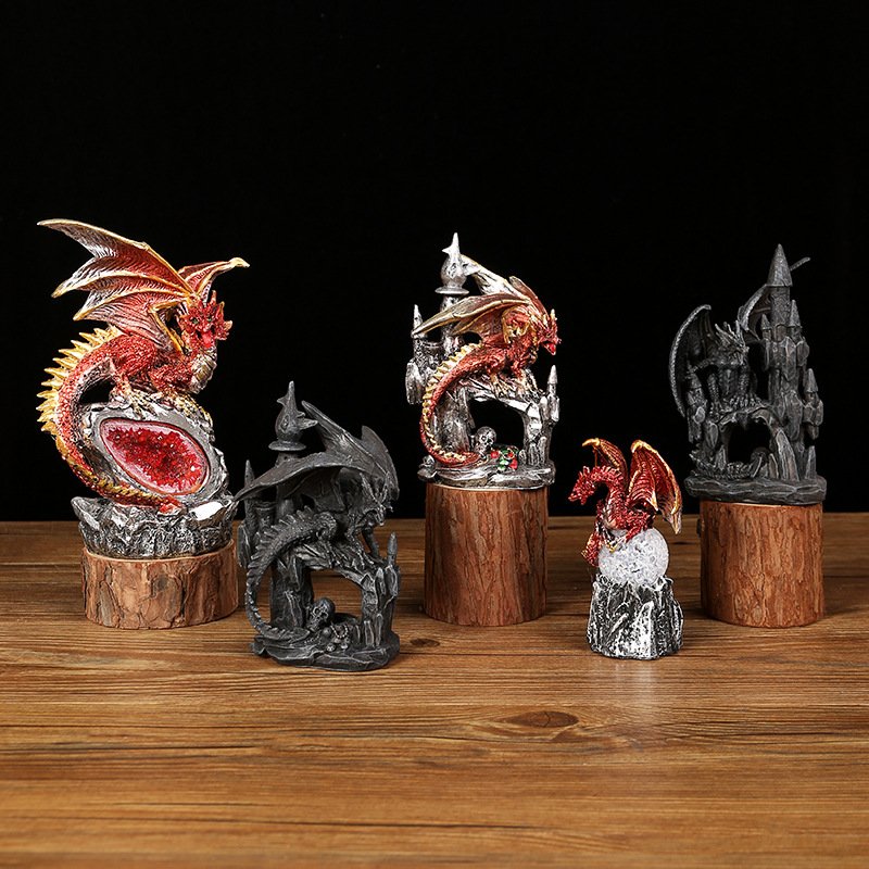 MINI PLANET Battle Flying Dragon Castle DND Ornament Resin Dragon Figurine RPG Dragon and Dungeon Game Accessories Board Games
