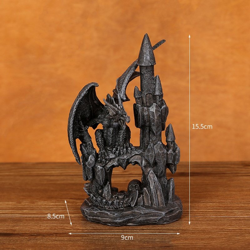 MINI PLANET Battle Flying Dragon Castle DND Ornament Resin Dragon Figurine RPG Dragon and Dungeon Game Accessories Board Games