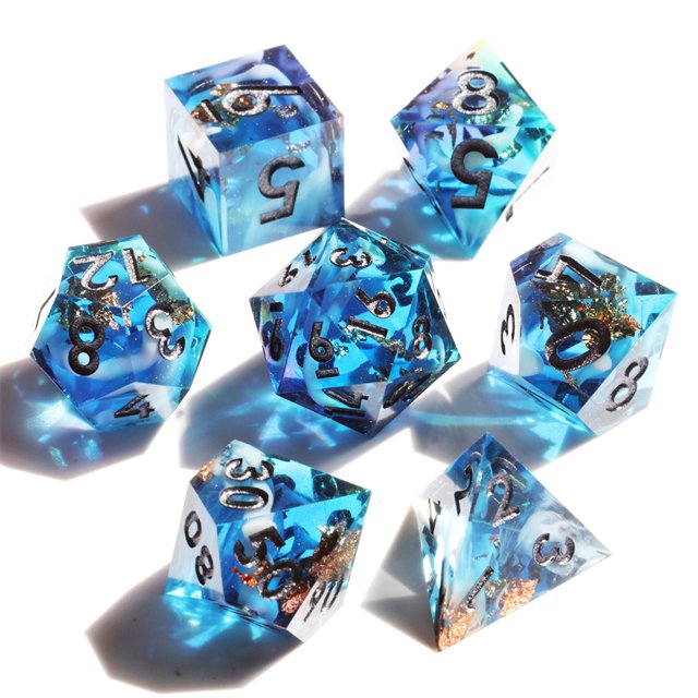 MINI PLANET Custom Resin DND Sharp Edges Dragon and Dungeon Gift Dice Set Polyhedral Board Game RPG Dice