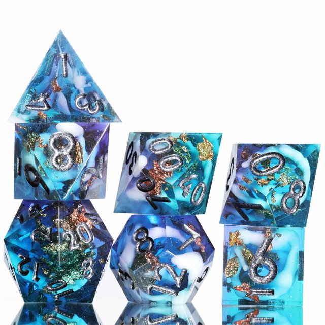 MINI PLANET Custom Resin DND Sharp Edges Dragon and Dungeon Gift Dice Set Polyhedral Board Game RPG Dice