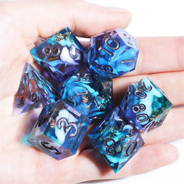MINI PLANET Custom Resin DND Sharp Edges Dragon and Dungeon Gift Dice Set Polyhedral Board Game RPG Dice