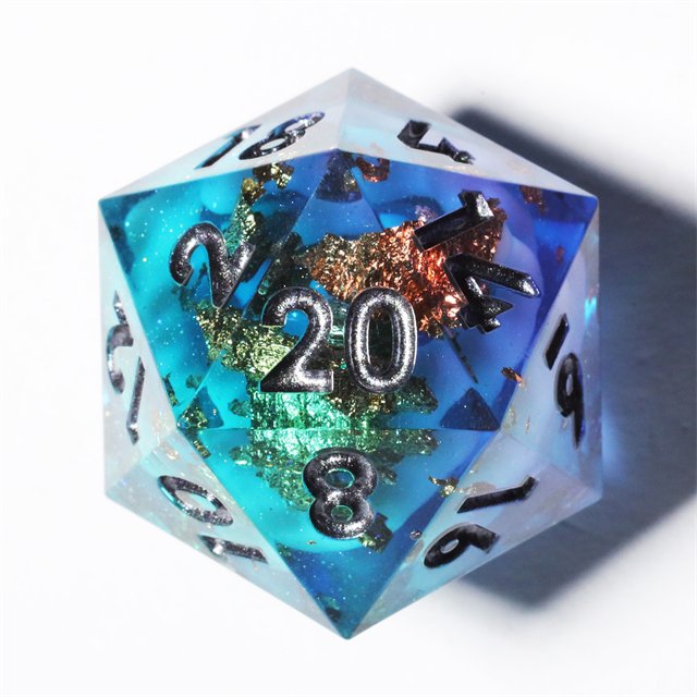 MINI PLANET Custom Resin DND Sharp Edges Dragon and Dungeon Gift Dice Set Polyhedral Board Game RPG Dice