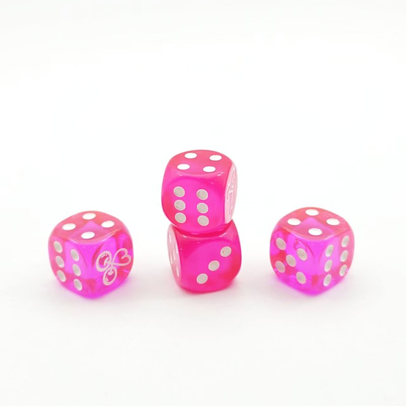 high quality handcrafted engrave printed dice pink round edge adult casino dice board games accessory 16mm resin D6dice