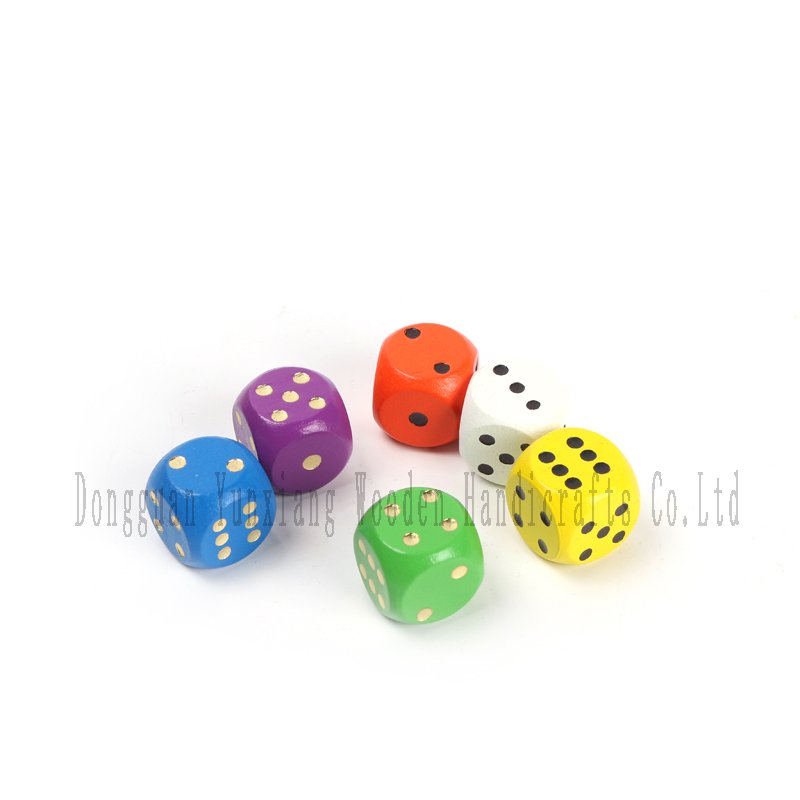 16mm Game Dice Round Edge Wooden Dice Random Color Dices