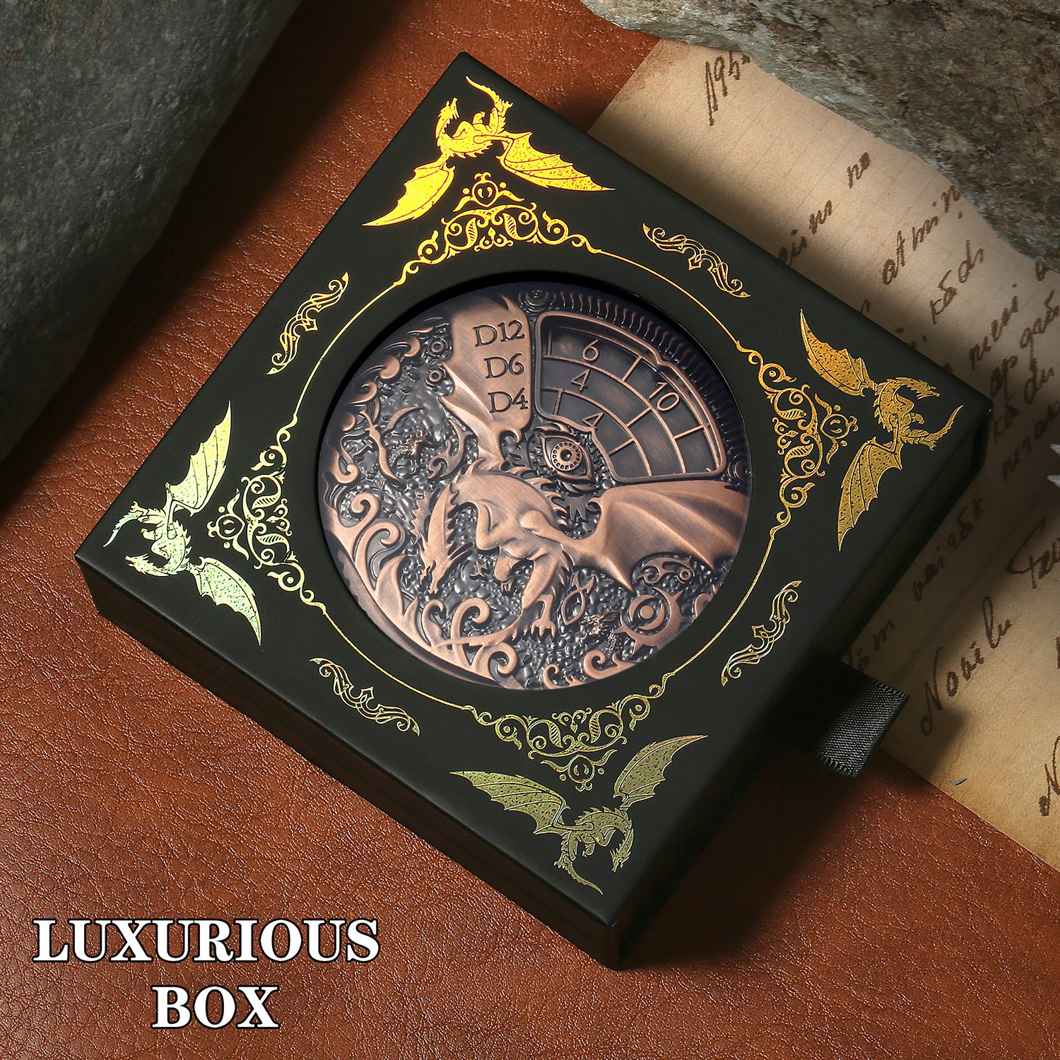 7-in-1 Spinner DND Dice Set Unique Rotating D&D Dice Metal Cool Rotating Dragon and Dungeon Dice Set for RPG Role Playing Game