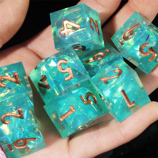 Mini Planet Wholesale Dragon and Dungeon Dice Resin Polyhedral DND 7pcs Set Sharp Edges Dice RPG board role-playing games Dice