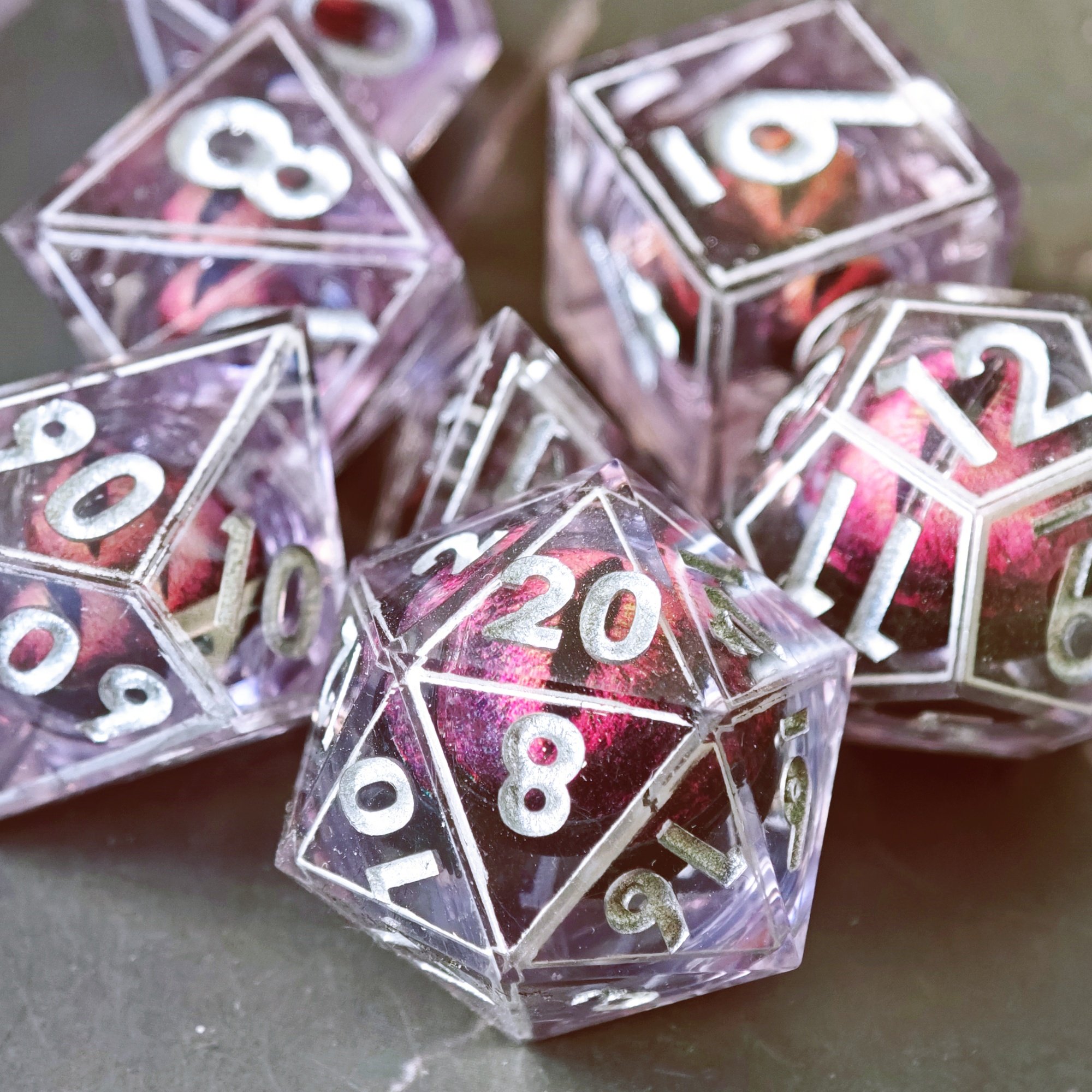 MINI PLANET DND Dice Set Red Dragon Eye Liquid Core Dice RPG Dungeons&Dragons Wholesale Custom Handmade Polyhedral Resin Dice