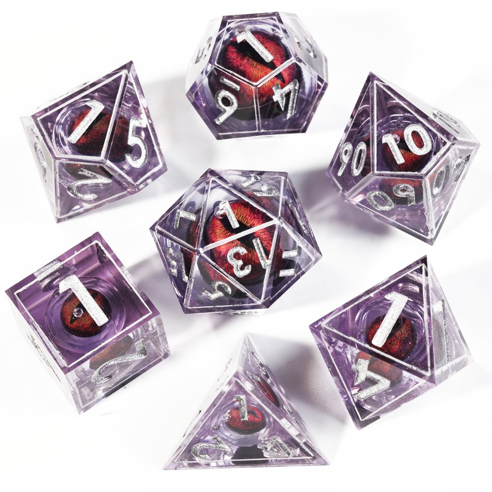 MINI PLANET DND Dice Set Red Dragon Eye Liquid Core Dice RPG Dungeons&Dragons Wholesale Custom Handmade Polyhedral Resin Dice