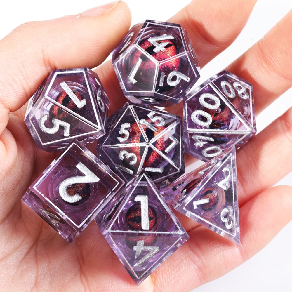 MINI PLANET DND Dice Set Red Dragon Eye Liquid Core Dice RPG Dungeons&Dragons Wholesale Custom Handmade Polyhedral Resin Dice