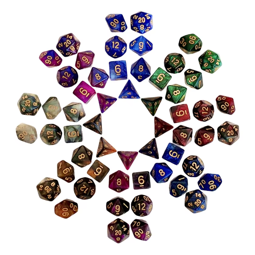 7 Piece Set Starry Galaxy Dice Set RPG DND Dragon and Dungeon Role-Playing Game Dice