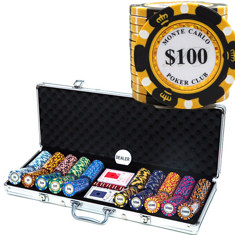Poker Chips Set 500pcs Professional Poker Set 14 Gram Casino Chips with Denominations,for Texas Hold'em Blackjack Gambling