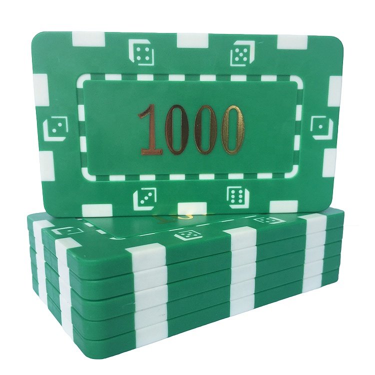 Rectangular shape abs poker chip with hot stamping denmominations