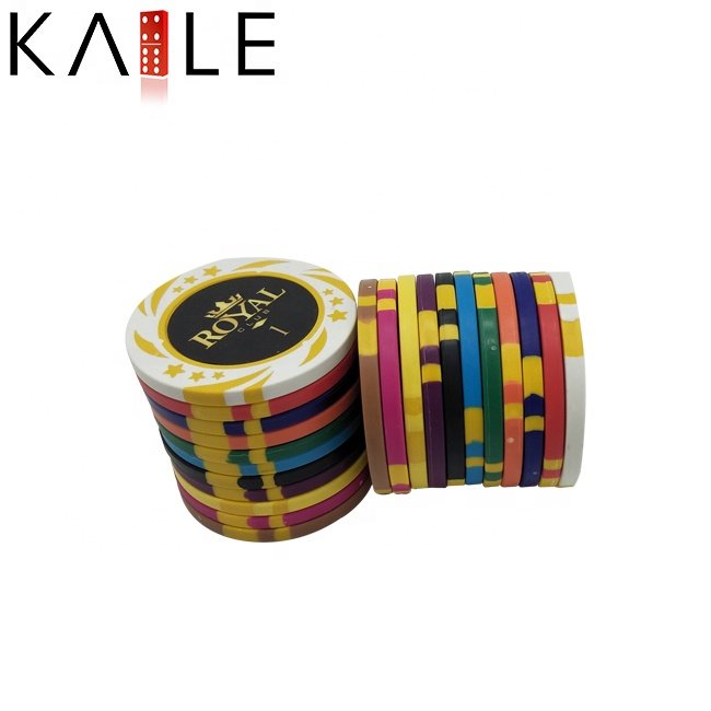 High quality premium 14g single clay poker chips 40mm casino grade royal crown chip with value stickers for poker club game
