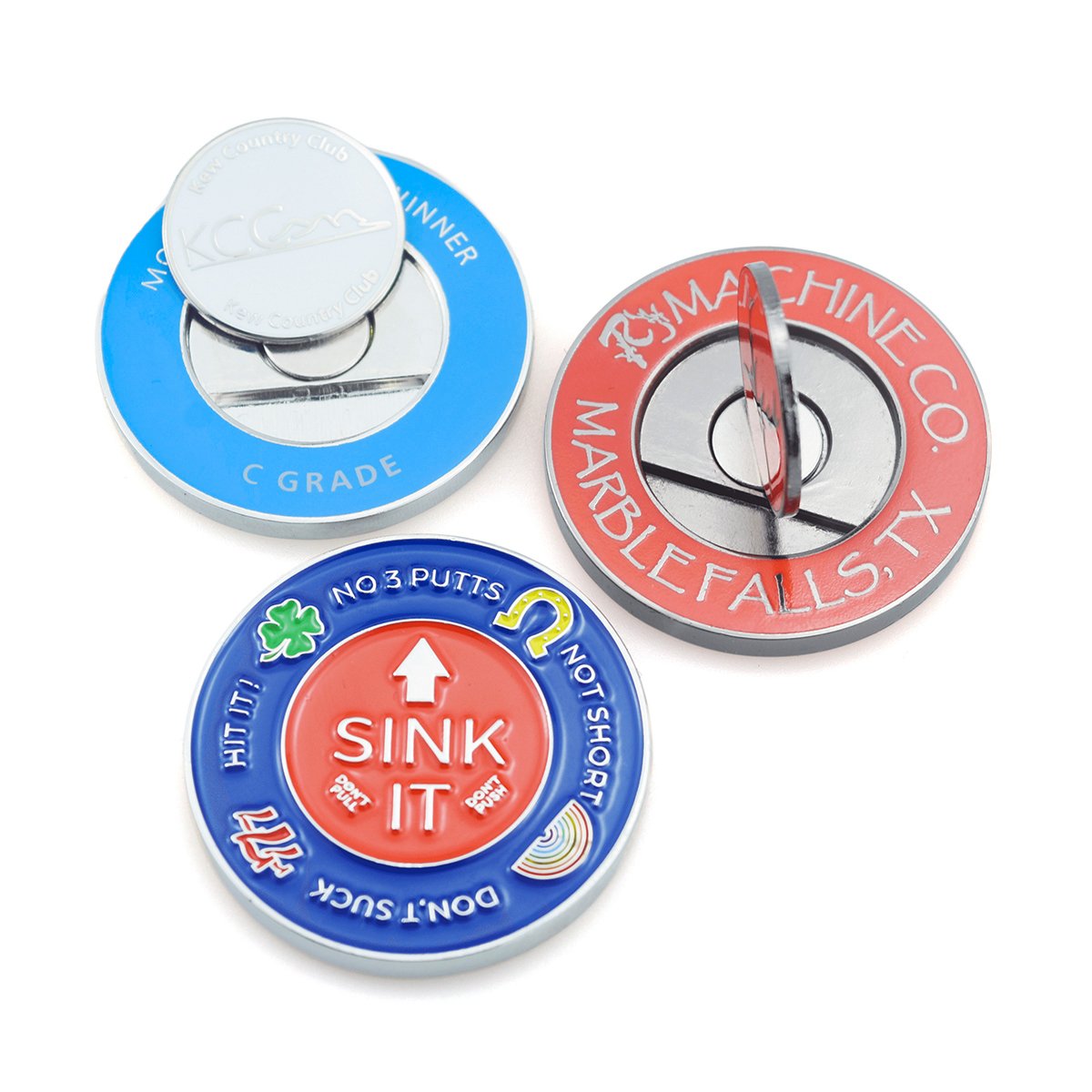 Promotion crafts Custom Logo Golf Ball Markers Poker Chip Metal 3D Coin Design Magnetic Golf Ball Marker
