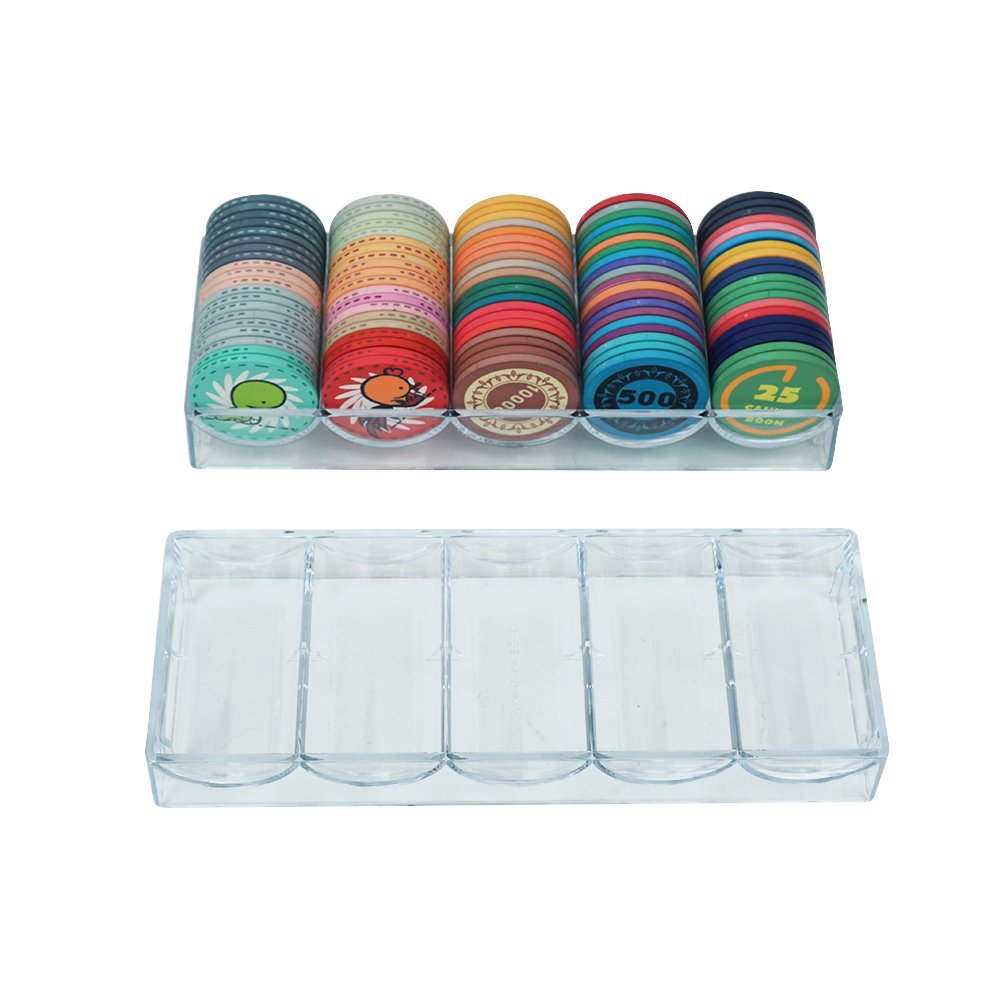 Casino Poker Room AccessoriesClear Acrylic Poker Chip Tray 100pcs Capacity 39 43mm Poker Chip Organizer