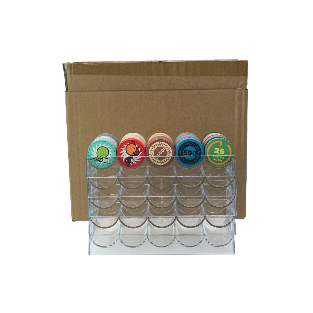 Casino Poker Room AccessoriesClear Acrylic Poker Chip Tray 100pcs Capacity 39 43mm Poker Chip Organizer