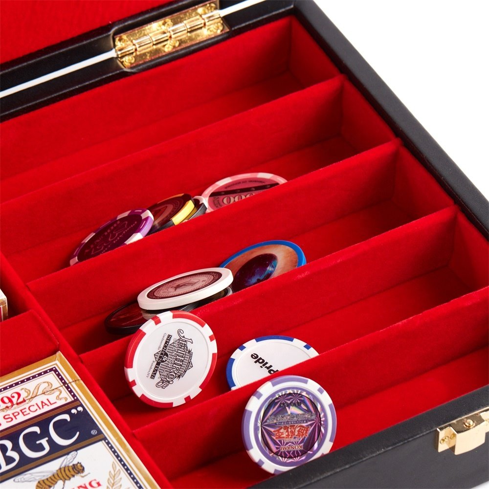 Customized luxury leather 500 Chip Case Poker Chip Set