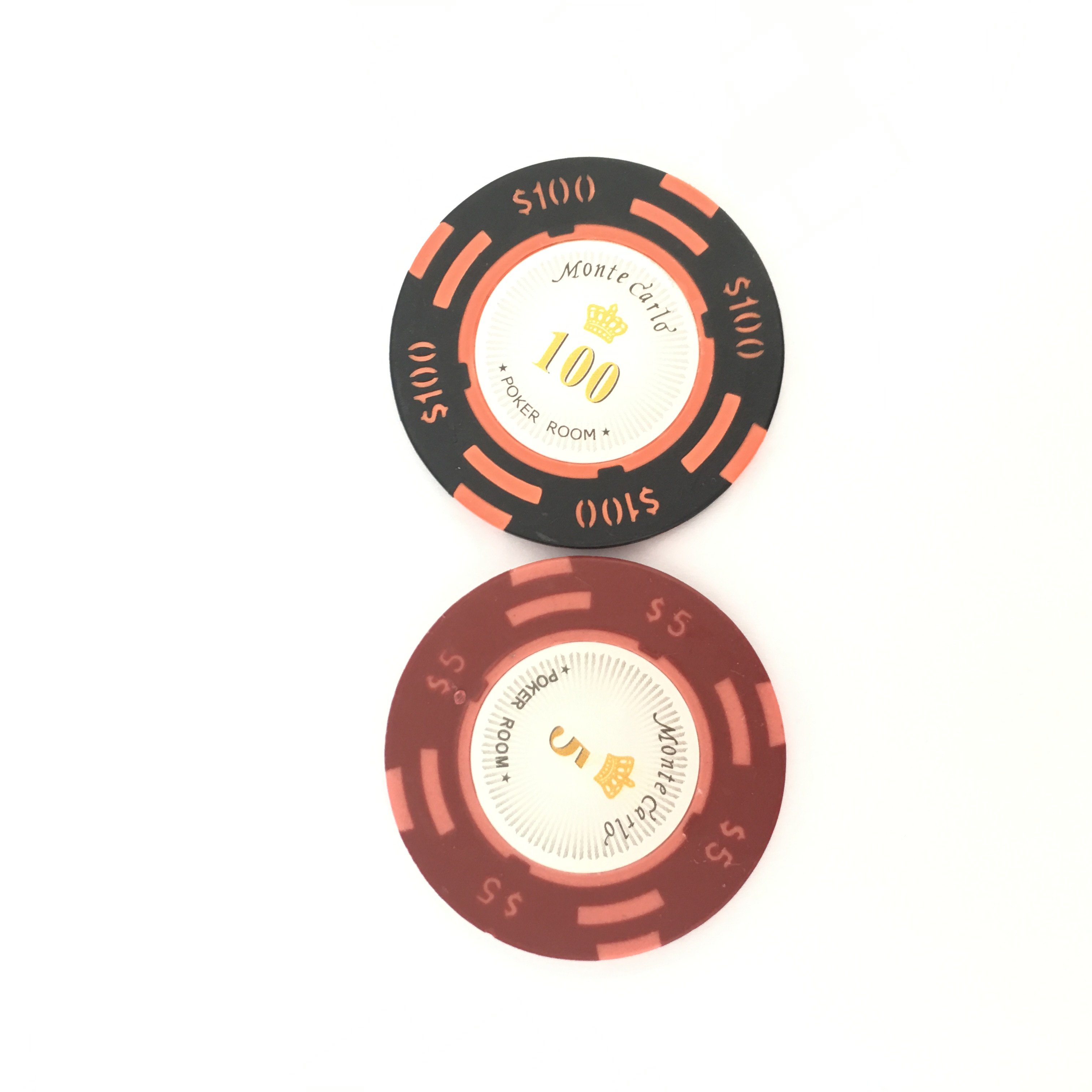 13.5g Clay Crown Pattern Poker Chips with Three Colors Custom Casino