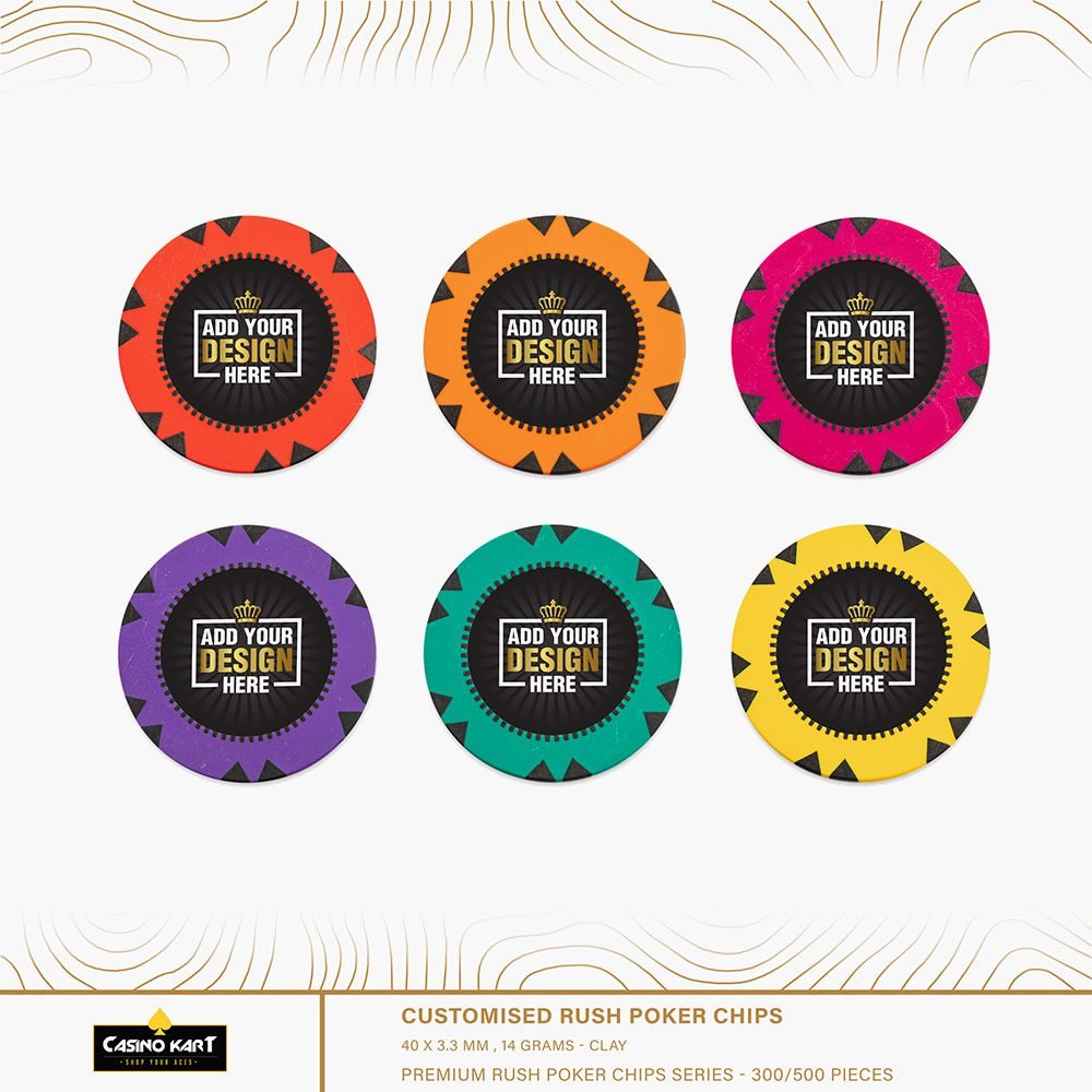 14 gm Customized casino poker chips Rush poker tour Baccarat Blackjack 40MM || Genuine Casino Quality