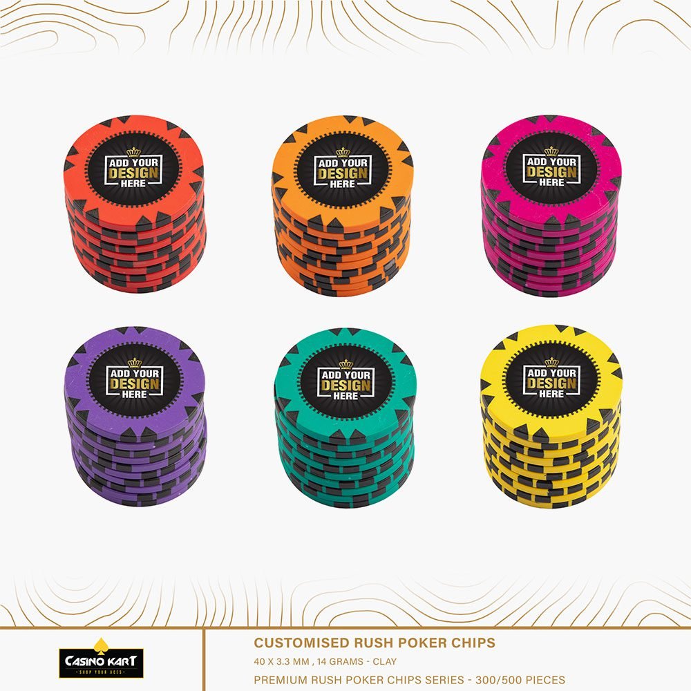 14 gm Customized casino poker chips Rush poker tour Baccarat Blackjack 40MM || Genuine Casino Quality