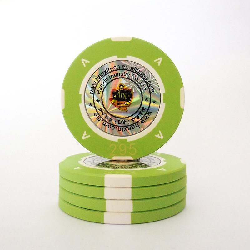 2 Color Poker Chips With Metal Inlay Custom Sticker Casino Chips